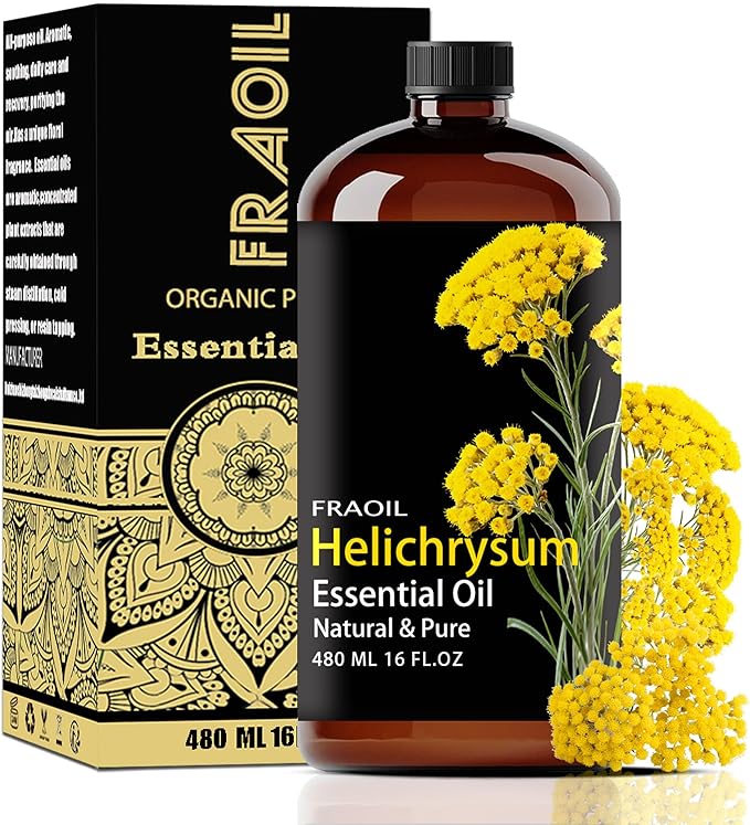 Helichrysum Essential Oil, Helichrysum Oil 16 Fl Oz 480 ML for Diffuser Humidifier Yoga Cleaning DIY Candle Soap Making Perfume Gift for Women Essential Oils FRAOIL (Helichrysum 16 Fl Oz (Pack of 1))
