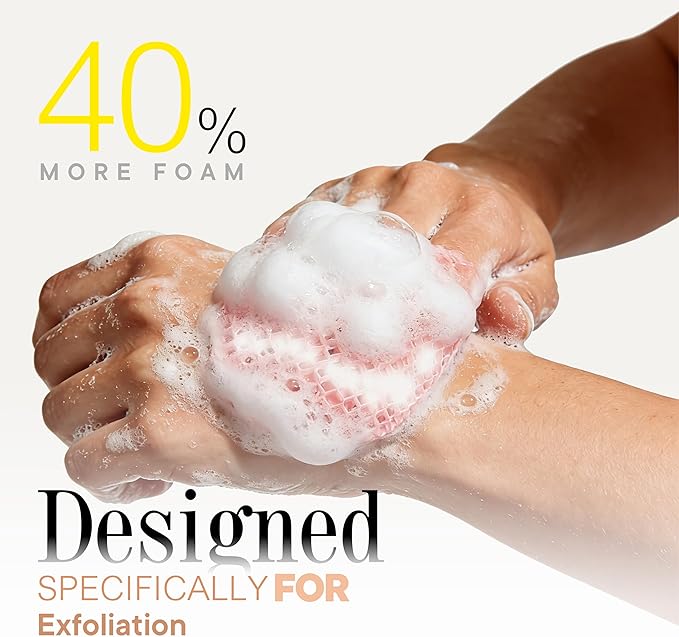 Facial Sponge - Deep Exfoliating Face Mitt, Honeycomb Face Exfoliator for Smoother, Younger Looking Skin, Dead and Dry Skin Remover for Men & Women, Pink