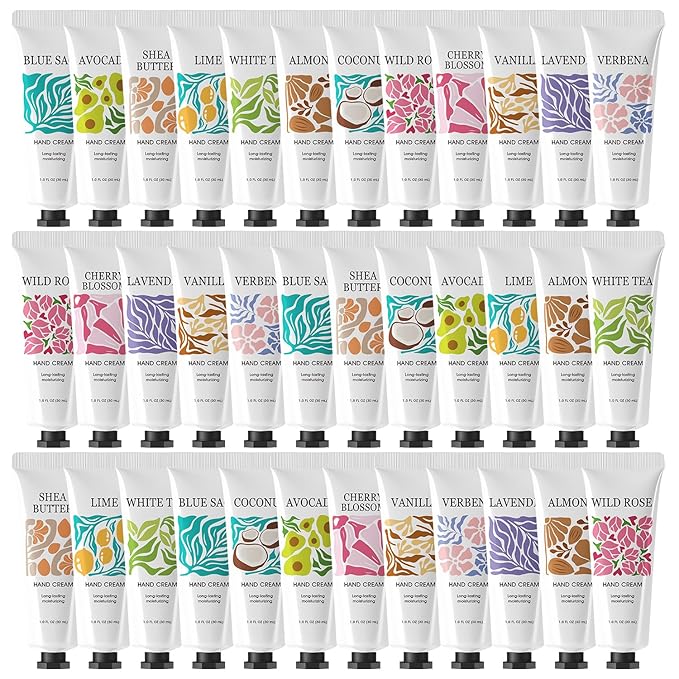 BODY & EARTH # LOVE 36 Pack Hand Cream Gift Set, Travel Size Hand Cream Bulk Gifts for Women Mothers Day Gifts Bulk for Mom, Mini Moisturizing Scented Hand Lotion for Dry Cracked Hands