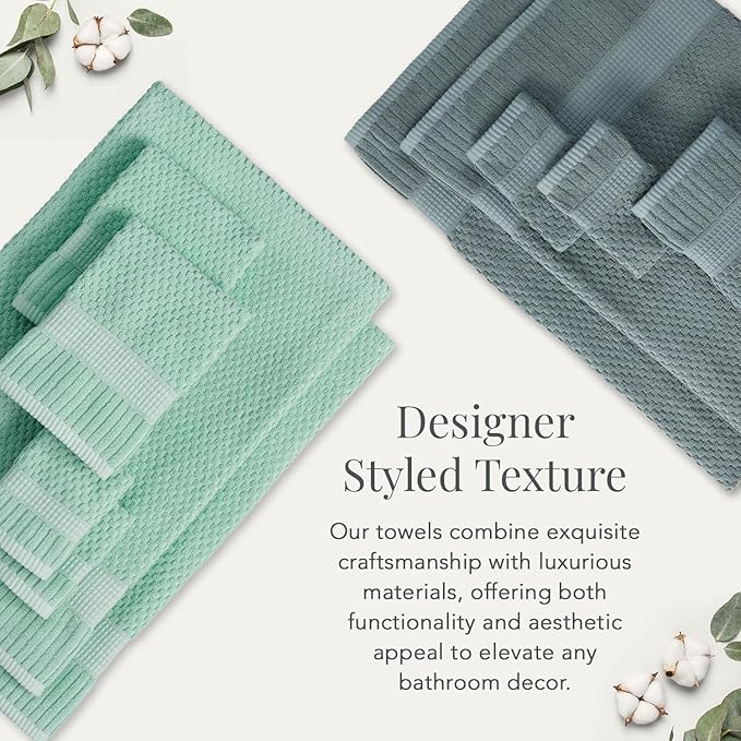 NY Loft 100% Cotton Towel Set| Super Soft & Absorbent Quick-Dry |Textured and Durable Cotton Cotton | Trinity Collection - 2 Pack Bath Sheet - Wasabi Green