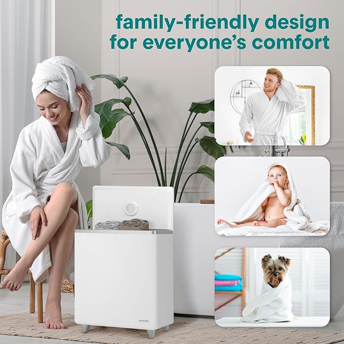 SereneLife WIFI Luxury Rectangle Towel Warmer - Spa & Bathroom Blanket Heater with Custom Fragrance, Auto Shut-Off, Fits 2 large Towels, Blankets, Bathrobes, PJ's - Perfect Gift for Him & Her (Silver)