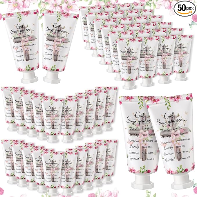 50 Pack Christian Hand Lotion Bulk Gifts for Women Mother's Day Gifts Bible Mini Travel Hand Lotion for Women Church Appreciation(Classic)
