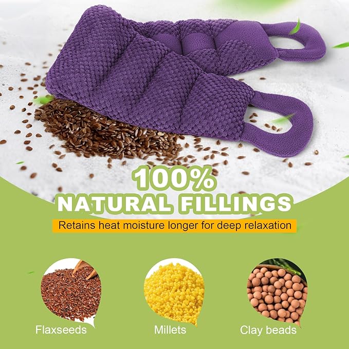 UNCN Long Heating Pad for Neck and Shoulders Back 33 x 5.9in Microwavable Large Moist Heat Pack Warm Hot Compress Neck Wrap Weighted Bag Massage Reusable Herbal Nature Calming Portable