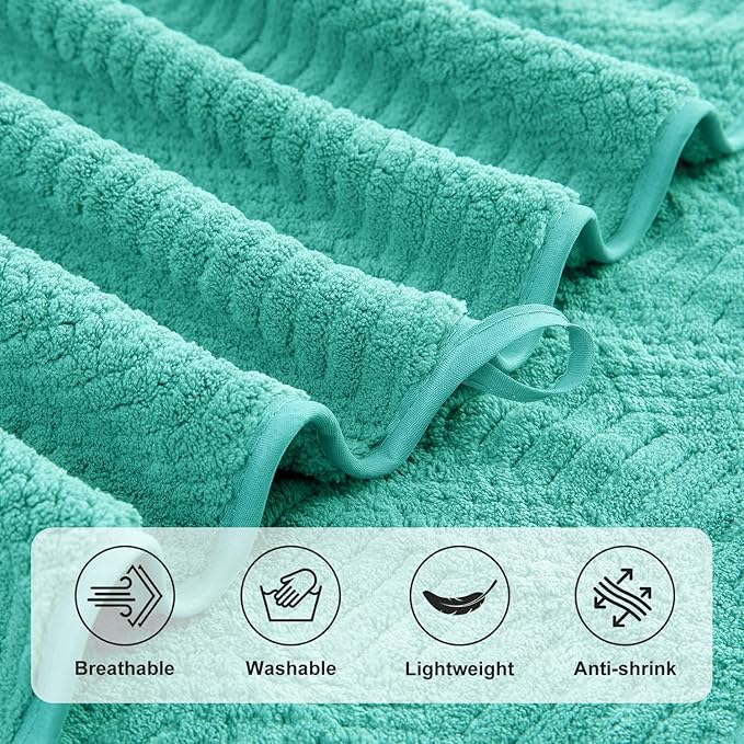 8 Piece Bath Towel Set-2 Oversized Bath Sheets(35"x70"),2 Hand Towels,4 Washcloths-Extra Large Microfiber Towel Sets,Less Lint Highly Absorbent & Quick Dry Bath Towels for Bathroom Gym Pool,Teal Blue
