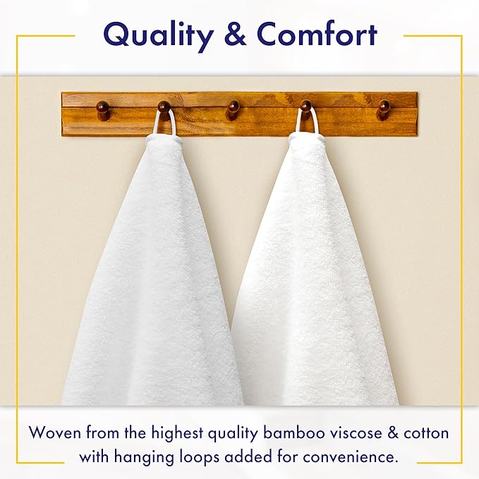 Alusa Home Ultra Soft & Plush Viscose from Bamboo Bath Sheets - 700 GSM Pack of 2 - Extra Large 70x35 in - Super Absorbent & Quick Drying (White)