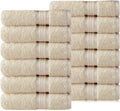 Cotton Craft Ultra Soft 12 Pack Wash Cloths 12x12 Ivory Weighs 2 Ounces Each - 100% Pure Ringspun Cotton - Luxurious Rayon Trim - Ideal for Everyday use - Easy Care Machine wash