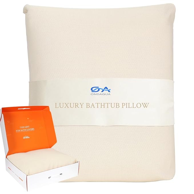 Luxury Bath Pillow for Bathtub, Soft & Comfortable Head Neck & Back Support, Adjustable Thickness, Quick Drying Bathtub Pillow for Pain Relief, Ideal Gift for Christmas Birthday Mother’s Day