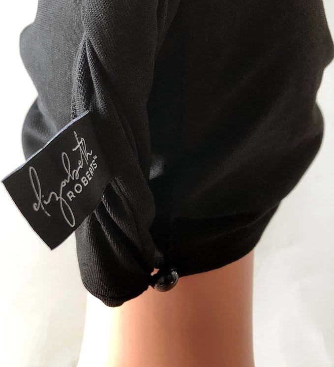 Elizabeth Roberts 100% Cotton T Shirt Hair Towel Wrap Plopping Essential Turban Style Hair Drying Towel for Women and Men All Hair Types and Styles, Black/Aquamarine Reversible