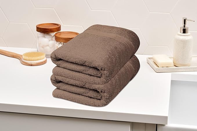 Softolle 100% Cotton Luxury Bath Sheets - Pack of 2 (35" x 70") | Super Soft, Quick-Dry & Highly Absorbent Towels for Bathroom, Home, Spa & Gym (Taupe)