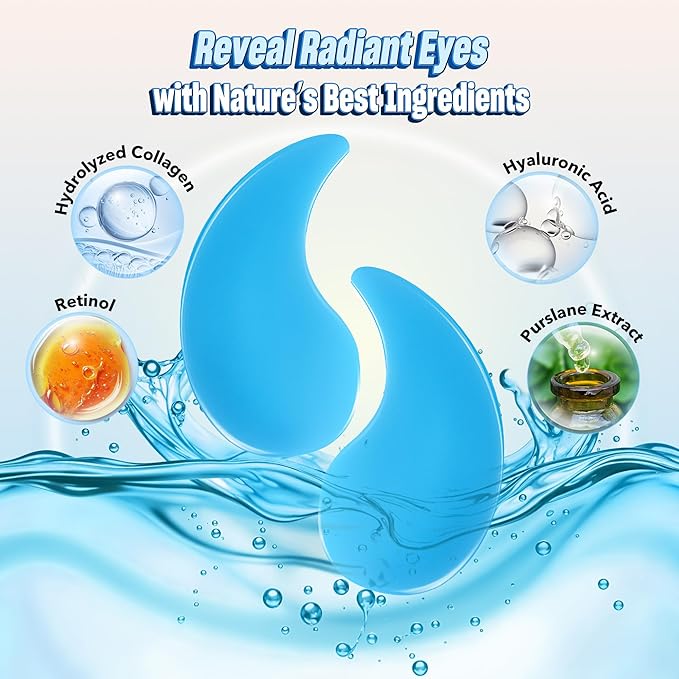 NAZANO Under Eye Patches - 60 Pack for Puffy Eyes, Dark Circles, Bags & Wrinkles with Hydrolyzed Collagen & Hyaluronic Acid - Eye Care Pads for Daily Skincare (Blue)