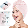 Cotton Hair Towel Wrap for Women/Kids | Quick Dry, Soft & Absorbent 420-GSM Wrap Towels with Double Button | Anti Frizz, Non Microfiber Turbans for Curly, Long & Thick Hair (Blue+Pink)