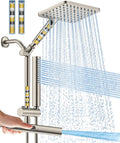 Filtered Shower Head with Handheld Spray Combo High Pressure Rain Shower Head Dual Shower Head with Filters - Removes Chlorine Height Adjustable & Built-in Power Wash (Brushed Nickel)