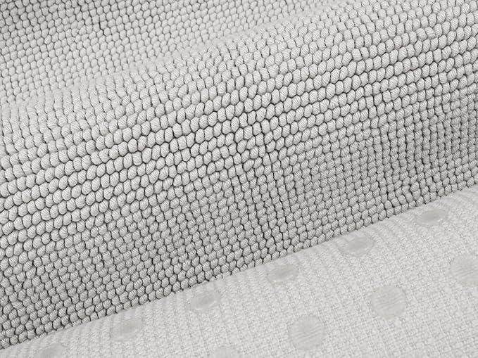 Cotton Paradise 100% Cotton Non Slip Bath Mats for Bathroom, 20x34 inch Soft Absorbent Quick Dry Machine Washable Floor Bath Mat, Silver Grey Bath Rug