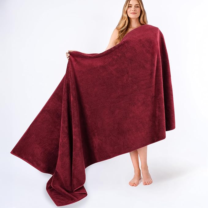 American Soft Linen 100% Cotton 600 GSM Turkish 40x80 Oversized Bath Towel Sheet, Extra Large Adult Towels for Bathroom, Bordeaux Red Bath Sheet