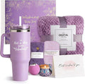 Birthday Gifts for Women – Lavender Spa Gift Basket, Self Care & Get Well Soon Set, 40oz Tumbler with Handle, Stanley Cup Gift Set for Mom, Friends, Relaxation & Pampering