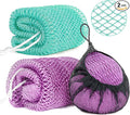 2 Pack African Net Sponge Exfoliating Body Scrubber Bath Sponge for Daily Use (Light Purple +Seafoam)