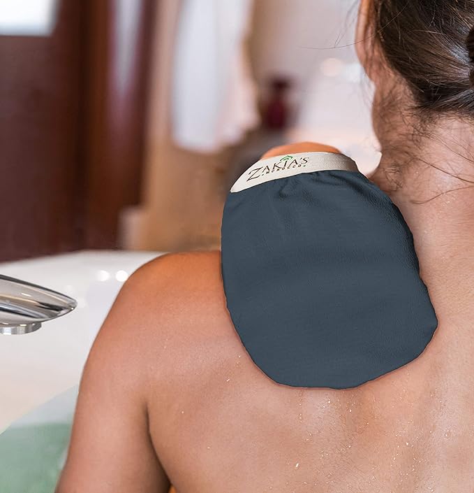 Original Kessa Exfoliating Glove - Rough Blue - Microdermabrasion exfoliating mitts, Removes unwanted dead skin, dirt and grime and Keratosis Pilaris. Great for spray tan removal.