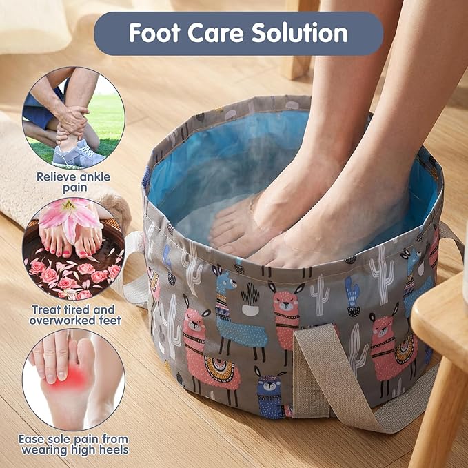 Molain Foldable Bucket for Soaking Feet, Portable Foot Bath Tub Spa Basin Grey Footbath Bucket for Travel Home Pedicure Outdoor