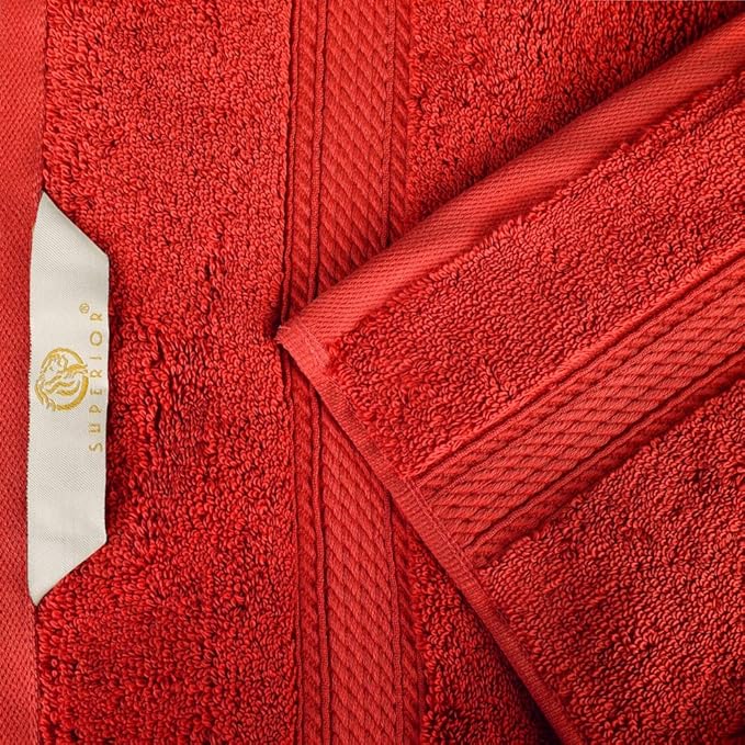 SUPERIOR Egyptian Cotton Pile 3 Piece Towel Set, Includes 1 Bath, 1 Hand, 1 Face Towel/Washcloth, Ultra Soft Luxury Towels, Thick Plush Essentials, Guest Bath, Spa, Hotel Bathroom, Red