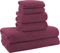 MOONQUEEN Ultra Soft Microfiber Coral Velvet Towel Set - Quick Drying, 2 Bath Towels, 2 Hand Towels, 2 Washcloths - Burgundy, 6 Pcs