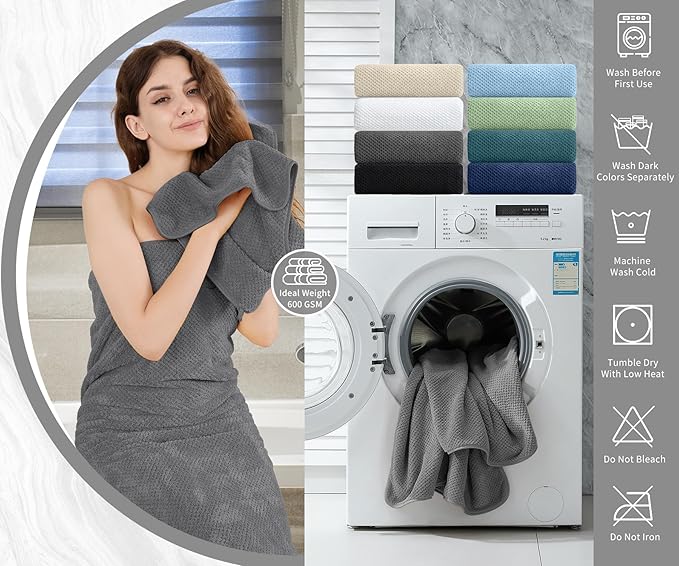 Extra Large Bath Towel Set of 4 (35"x70"),Oversized Bath Sheet Super Soft Highly Absorbent Jumbo Bathroom Towel Set Microfibers Quick Dry Shower Towel for Hotel,Bathroom,Guest,Spa,Gym (Dark Gray)