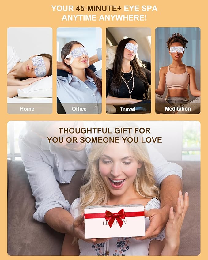 Heated Eye Mask Disposable 24 Pack, Large, 45+ Min Self Heating Steam Eye Mask for Dry Eyes Dark Circles Puffy for Sleep Travel Office, Warming Rest Eyes Mask Best Gifts for Women (Chamomile)