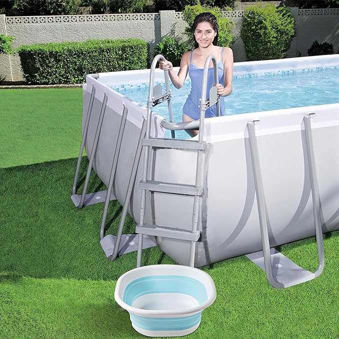 Portable Pool Foot Bath,Collapsible Pool Foot Wash Basin Tub,Foot Bath Basin for Above Ground Swimming Pools Accessories(Gray Baths)