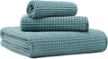 MICROFI New Microfiber Waffle Bath Towels, 3 Pieces, Oversized, Soft, Absorbent, Fast Drying, Lint Free, Includes Bath, Face and Hand Towels 430 GSM