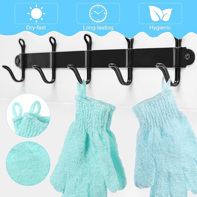 Cuffbow 90 Pcs 45 Pairs Exfoliating Double Sided Bath Gloves with Hanging Loop Colorful Body Shower Gloves for Men Women Beauty Spa Massage Clean Shower Skin Bathing Scrubber Accessories(Blue)