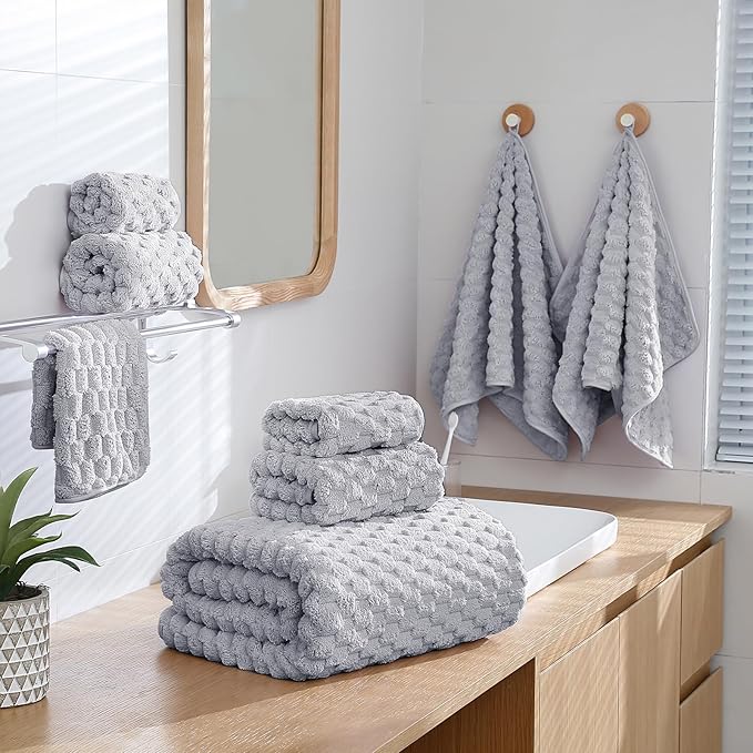 Extra Large Bath Towel Set of 6 (40"x80"),Oversized Bath Sheet Super Soft Highly Absorbent Microfibers Quick Dry Luxury Shower Towel for Bathroom Spa Gym Hotel Yoga (Grey, 6Piece)