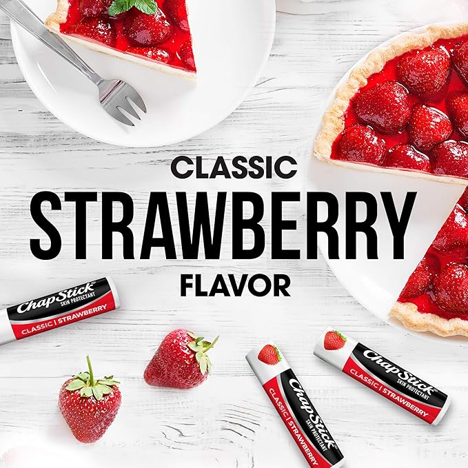 ChapStick Lip Care, Classic Strawberry 12-Count – Bulk Lip Balm, Fruity & Sweet, 0.15 Oz Ea
