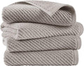 Madison Park 4-Piece Hand Towel Set for Bathroom 18" x 28" Diagonal Ribbed, Grey - 100% Cotton Soft Quick Dry & Absorbent Gift | Zero Twist, 500 GSM, Oeko-TEX, Hotel Quality