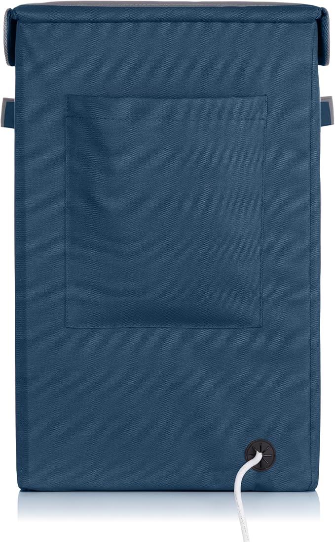 Zadro Foldable Towel Warmer, Folding Heat-Resistant Fabric, XLarge 35 Liter Capacity, Dual Even-Surround Heat Modes, Collapsible Space-Saving Design (Navy Blue, 35L - 19.5"x12"x12")