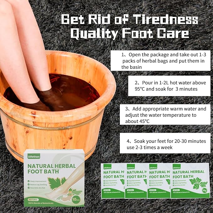 Natural Mugwort/Wormwood Herbal Foot Soak,Lymphatic Ginger Foot Bath Bag, Anti-Swelling Foot SPA Promote Metabolism, Foot Care 15g/PCS (10PCS)