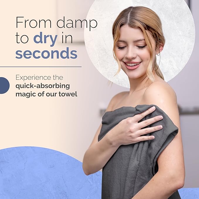 Sauna Blanket Insert Towel Kit - 3 Pcs Luxuriously Soft & Absorbent Sauna Towel Sack with Microfiber Face Cloth & Headband - Accessories for Infrared Blanket Simplified Cleanup - 70" x 30"