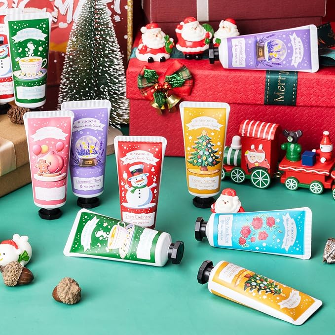 VISCOO 12 Pack Christmas Hand Cream Gift Set for Women, Mini Hand Lotion for Dry Cracked Hands Travel Size,Christmas Gifts in Bulk for Party Favors,Stocking Stuffers for Women Teen Girls Holiday Gifts