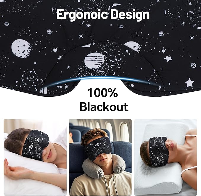LOVE EYE Dual Side Sleep Mask,Ice Silk Eye Sleeping Mask & Blindfold with Adjustable Strap,Warm and Cool Side Total Blackout Eye Covers for Women Men Sleep Travel Nap
