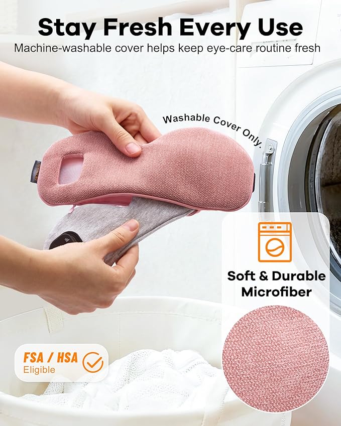 FACEMOON Cordless Heated Eye Mask for Stye & Eye Relief - Rechargeable Warm Compress for Dry Eyes, MGD & Blepharitis - Electric Warming Sleep Mask with Natural Flaxseed Heating (Pink)