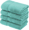 SUPERIOR Egyptian Cotton Pile Hand Towel Set of 4, Ultra Soft Luxury Towels, Thick Plush Essentials, Absorbent Heavyweight, Guest Bath, Hotel, Spa, Home Bathroom, Shower Basics, Turquoise