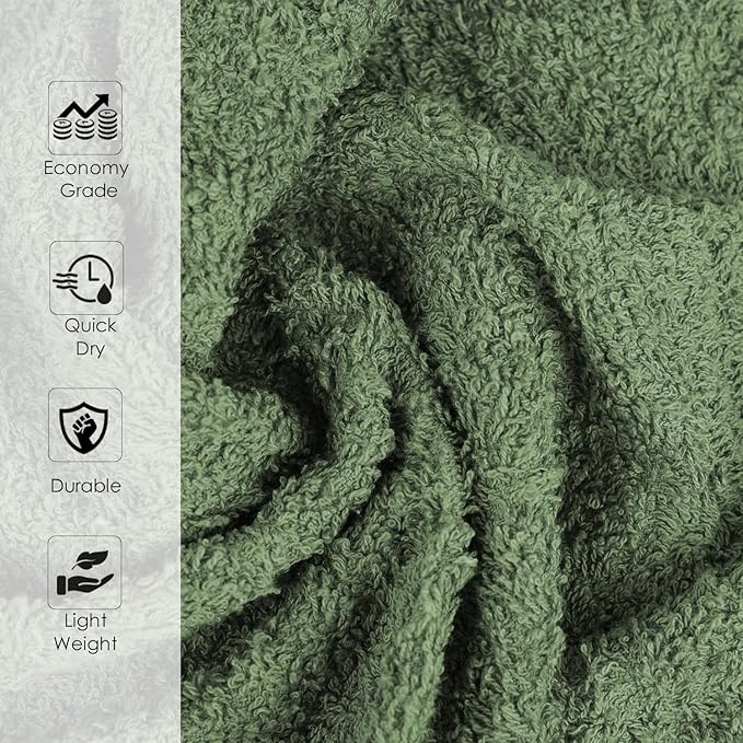 24 Pack Green Hand Towel 100% Cotton Spa Towel – 16x26 inches Highly Absorbable Facial Towels Gym, Hair Towel and Face Towel Bulk Small Towels (Not Bleach Proof)