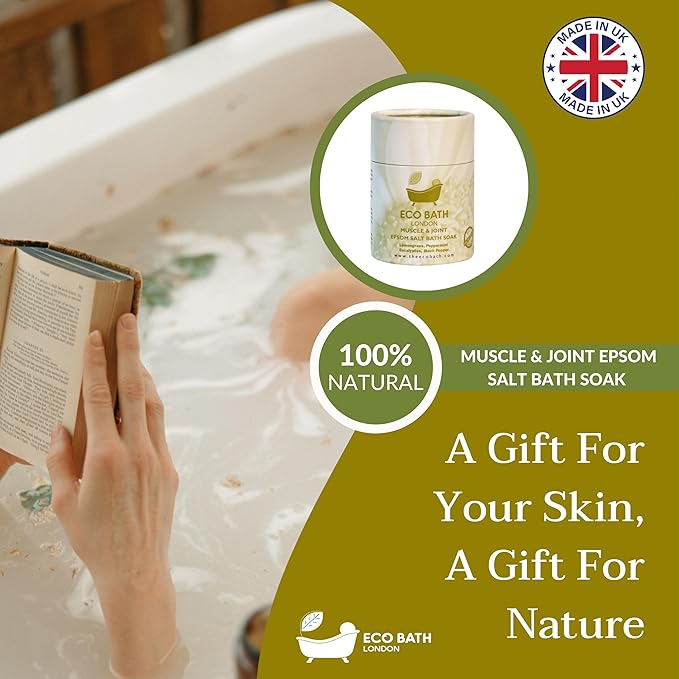 Eco Bath London Muscle and Joint Epsom Salt Bath Soak - Tube 8.8 oz (250 g), Made in UK, Magnesium Bath Salt with Eucalyptus