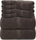 REDKISS Towels 8 Piece Luxury Bath Towel Set, 2 Bath Sheets (35x70 in), 2 Hand Towels, 4 Washcloths, 100% Cotton Super Absorbent & Quick-Dry Shower Towels for Bathroom Spa Gym Hotel Yoga - Brown