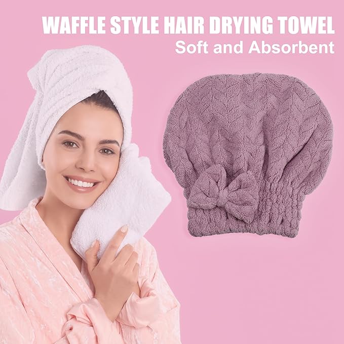 VOCOSTE Diamond Shape Hair Drying Towel Dry Cap, Quick Drying, Lightweight Strong Absorbent, for After Bath Drying Hair, Purple