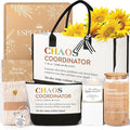 iAOVUEBY Thank You Gifts for Women, Chaos Coordinator Gift for Employee Coworkers Teacher Nurse Boss Lady Appreciation Gifts, Unique Mom Grandma Birthday Gift Ideas - 16OZ Glass Cup Canvas Tote Bag