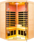 2 Person Far Infrared Sauna 0-5mG Ultra Low EMF 1520W Indoor Sauna Canadian Hemlock Wood Sauna for Home with APP Control, LCD Control Panel, Chromotherapy Lights, Constant Temperature Cover
