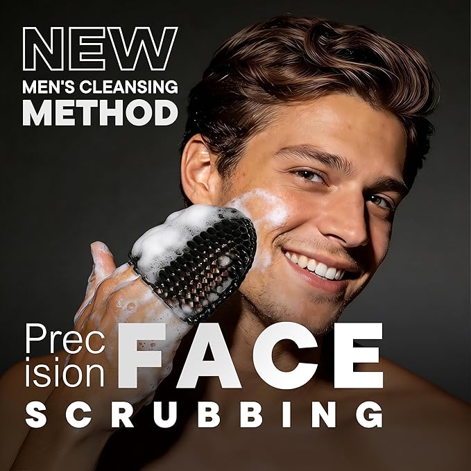 Facial Sponge - Deep Exfoliating Face Mitt, Honeycomb Face Exfoliator for Smoother, Younger Looking Skin, Dead and Dry Skin Remover for Men & Women, Grey