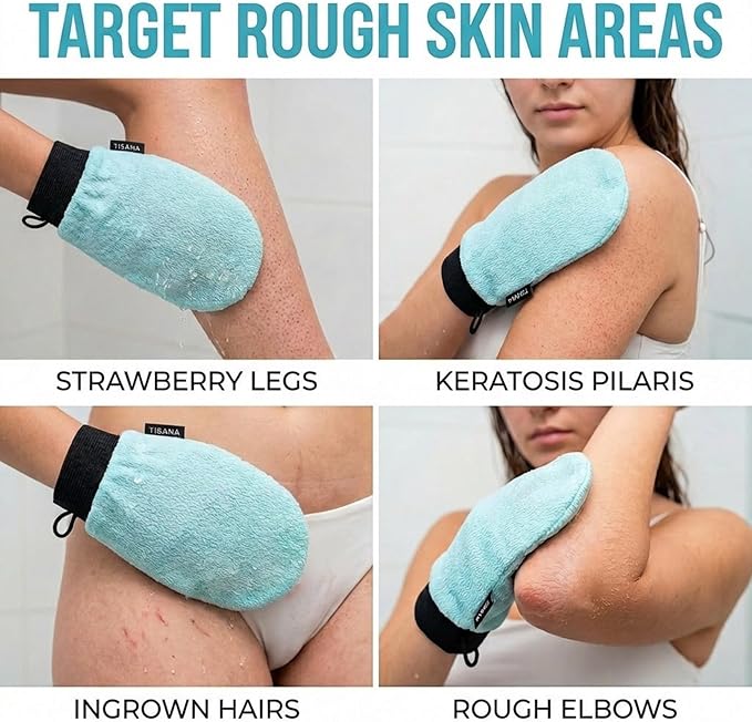 Exfoliating Glove for Shower – Dual-Sided Scrubber Mitt – Deep Exfoliation Washcloth Mittens – Dead Skin & Tan Remover for Body – Body & Face Exfoliator Loofah Wash Cloths for Showering (5-Pack)