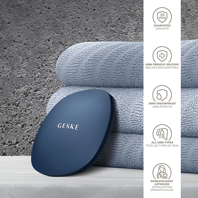 GESKE SmartAppGuided™ Facial Brush | 4 in 1 | Professional Facial Cleansing Brush | Skin Cleansing Silicone Facial Brush | Routine Skincare | Gentle Cleansing | Facial Cleanser