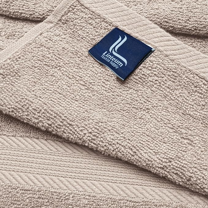 Linteum Textile Supply Luxury Hair Towels 100% Ring Spun Cotton Towel for Women, Men, Kids | 20x40 inches Quick Dry Towels for Gym, Beauty, Spa, Salon | Pack of 6 | Taupe | Superior Soft Touch