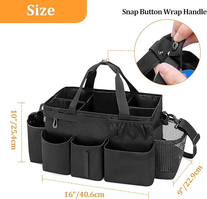 LoDrid Hot Tub Chemical Storage Bag, Pool Chemical Organizer with Handle and Shoulder Strap, Spa Supplies Carry Case for Adults, Black(Patent Design)